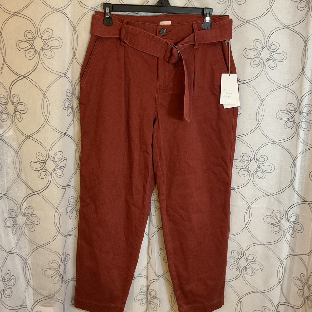 Women's‎ A New Day Brown Pants With Belt Size 4 Pockets